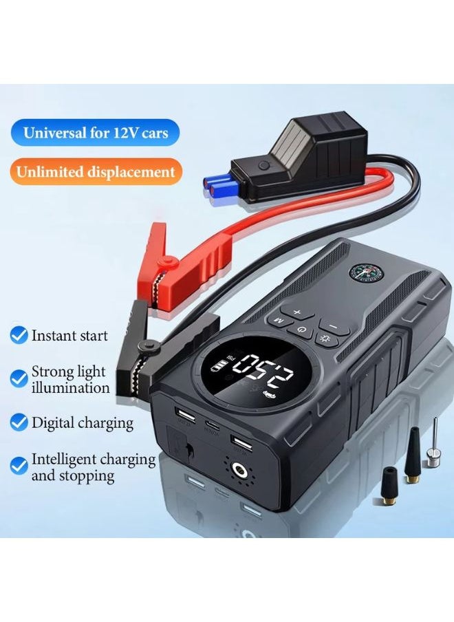 Generic Portable Air Pump Car Jump Starter Car Battery Emergency Booster Power Bank Jump Starter Car 1800A 12V, Car Battery Jumper Starter  - Image 3