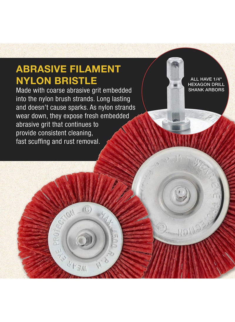 Dura-Gold Dura-Gold 6 Piece Abrasive Filament Nylon Wire Bristle Drill Wheel and Cup Brush Set - Coarse Sanding Scuffing, 1/4" Drill Shank - Remove Rust, Corrosion, Paint - Surface Prep Truck Bed Liner Coating  - Image 5