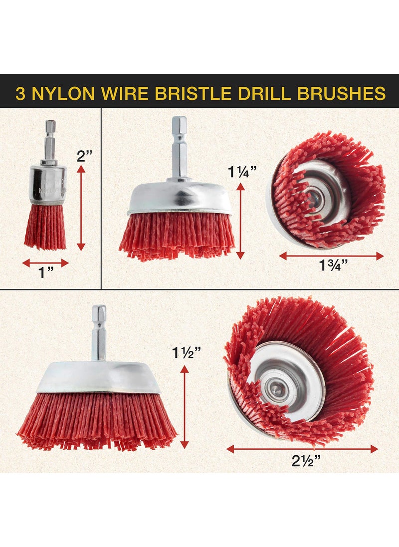 Dura-Gold Dura-Gold 6 Piece Abrasive Filament Nylon Wire Bristle Drill Wheel and Cup Brush Set - Coarse Sanding Scuffing, 1/4" Drill Shank - Remove Rust, Corrosion, Paint - Surface Prep Truck Bed Liner Coating  - Image 4