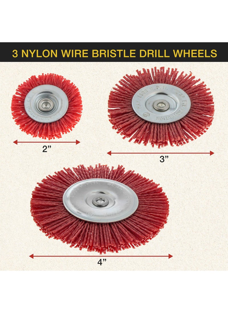 Dura-Gold Dura-Gold 6 Piece Abrasive Filament Nylon Wire Bristle Drill Wheel and Cup Brush Set - Coarse Sanding Scuffing, 1/4" Drill Shank - Remove Rust, Corrosion, Paint - Surface Prep Truck Bed Liner Coating  - Image 3