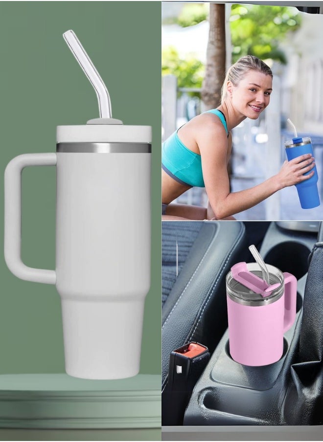 Generic Ahlan Pack of 6 Reusable Glass Straws –  Transparent Drinking Straws with 1 Cleaning Brush - Glass straws for tumbler cups - For Glass – Eco-Friendly Borosilicate Glass, BPA-Free, Durable & Dishwasher Safe – For Smoothies, Juices, Iced Coffee, and Cold Drinks  - Image 2