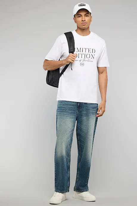 أر أند بي Printed T-Shirt with Crew Neck and Short Sleeves