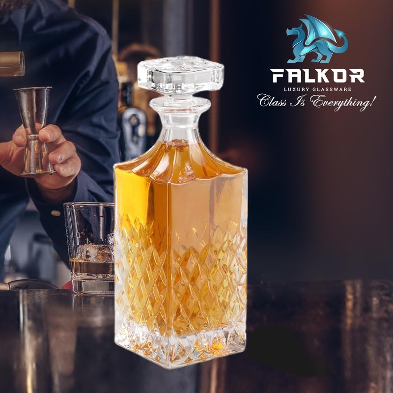 FALKOR FALKOR Luxury Glassware - Barbados Decanter Elegant Classy Decanter with Contemporary Design - Party Accessory Decanter for Storing Whiskey, Liquor, Scotch, Bourbon, Vodka or Wine 700 ML  - Image 3
