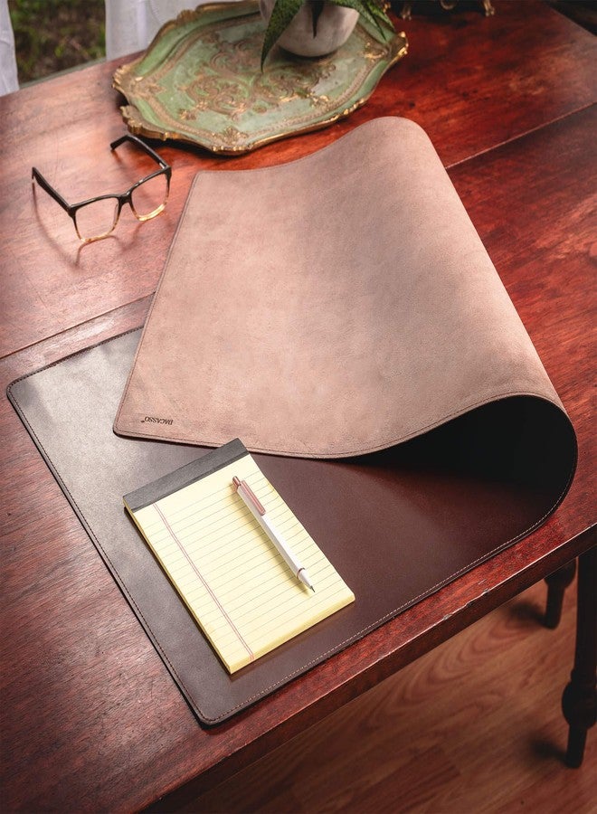 DACASSO Bonded Leather No Core Rollable Desk Mat/Pad - Luxury Leather Desk Blotter for Writing - Executive Desk Surface Protector - (Dark Brown, 36” x 17”) - Image 4