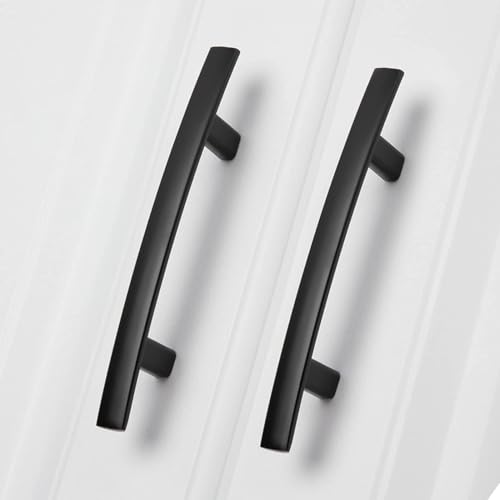 homdiy 30 Pack Solid Heavy Duty Zinc Alloy Cabinet Handles, Black Cabinet Pulls, 3 Inch Hole Center Arch Drawer Pulls Modern Hardware for Kitchen Bathroom Cupboard - Image 1