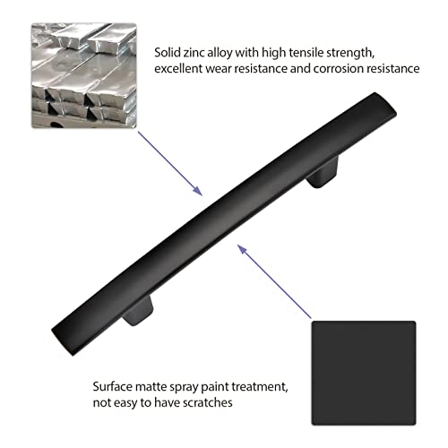 homdiy 30 Pack Solid Heavy Duty Zinc Alloy Cabinet Handles, Black Cabinet Pulls, 3 Inch Hole Center Arch Drawer Pulls Modern Hardware for Kitchen Bathroom Cupboard - Image 5