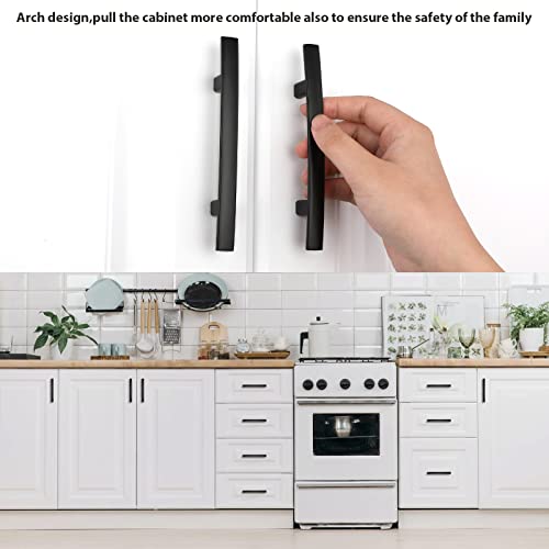 homdiy 30 Pack Solid Heavy Duty Zinc Alloy Cabinet Handles, Black Cabinet Pulls, 3 Inch Hole Center Arch Drawer Pulls Modern Hardware for Kitchen Bathroom Cupboard - Image 4