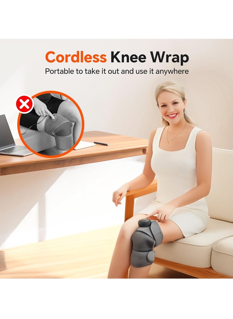 إيسي جهاز تدليك ركبة محمول ساخن مع اهتزاز، دعامة ركبة قابلة للتعديل لتخفيف آلام المفاصل والتهاب المفاصل، وسادة تدفئة متعددة المناطق للركبة والكتف والكوع، هدية مثالية للآباء والعناية الذاتية - Image 5