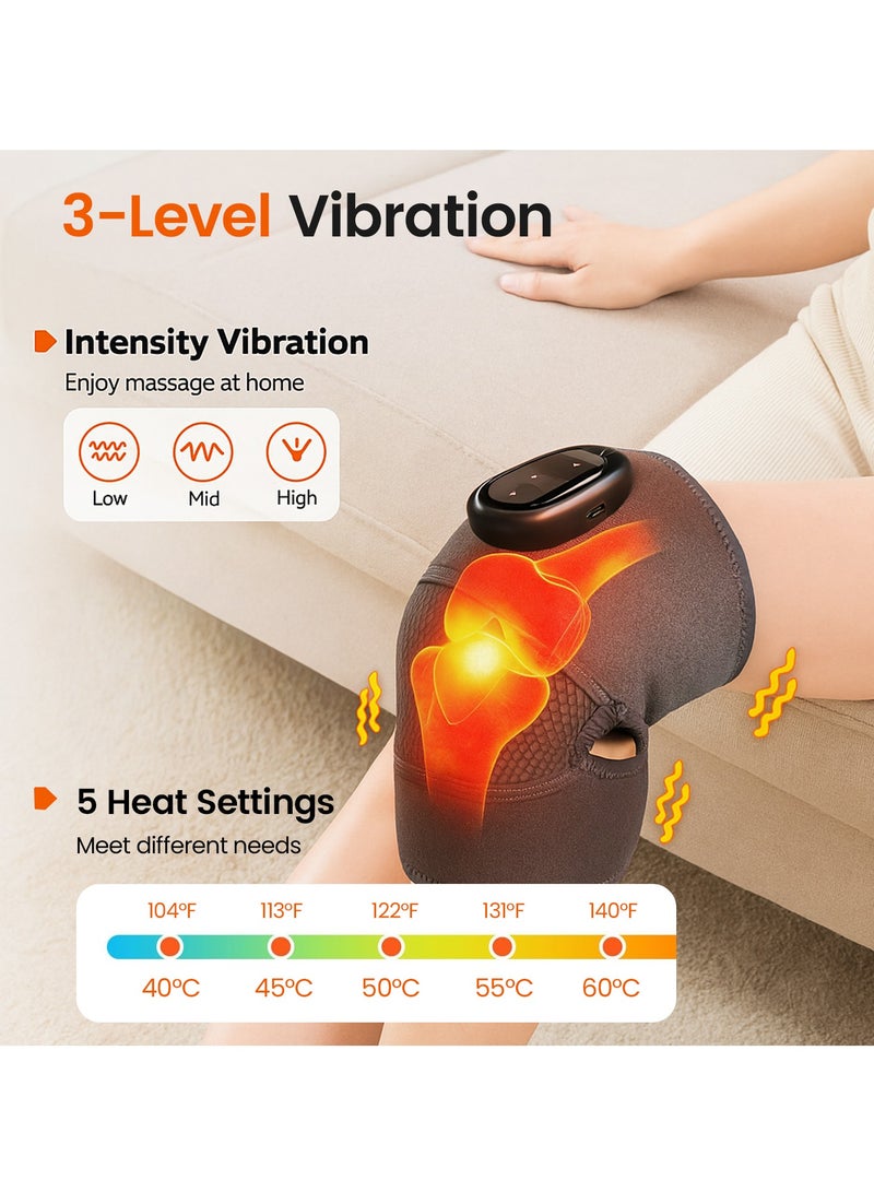 إيسي جهاز تدليك ركبة محمول ساخن مع اهتزاز، دعامة ركبة قابلة للتعديل لتخفيف آلام المفاصل والتهاب المفاصل، وسادة تدفئة متعددة المناطق للركبة والكتف والكوع، هدية مثالية للآباء والعناية الذاتية - Image 3