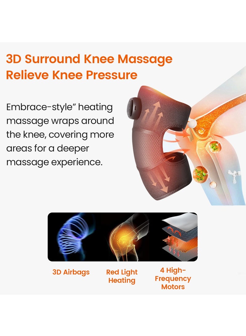 إيسي جهاز تدليك ركبة محمول ساخن مع اهتزاز، دعامة ركبة قابلة للتعديل لتخفيف آلام المفاصل والتهاب المفاصل، وسادة تدفئة متعددة المناطق للركبة والكتف والكوع، هدية مثالية للآباء والعناية الذاتية - Image 4