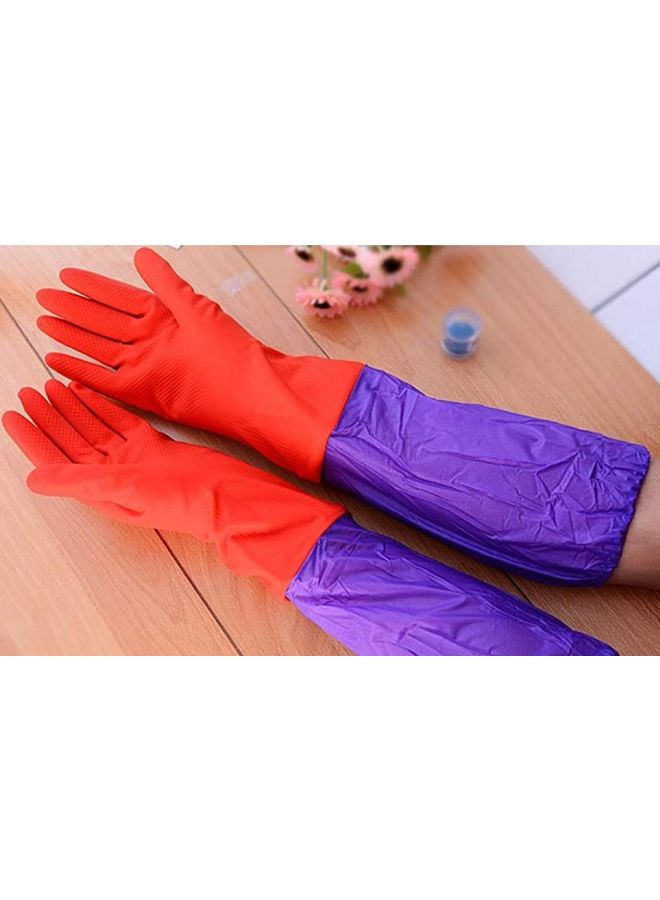 Waterproof Cleaning Gloves Red/Purple 50centimeter - Image 2