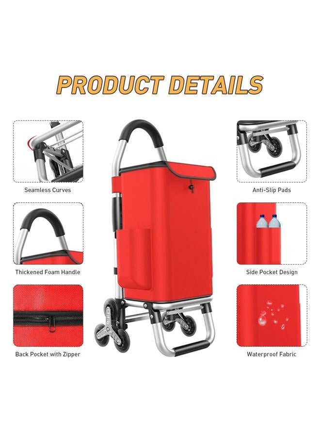 ISWEES Heavy Duty 3 in 1 Shopping Cart, Foldable Hand Truck with 6 Wheels, 110 lbs Grocery Cart, Portable Utility Dolly, Waterproof Bag for Moving, Camping - Image 3