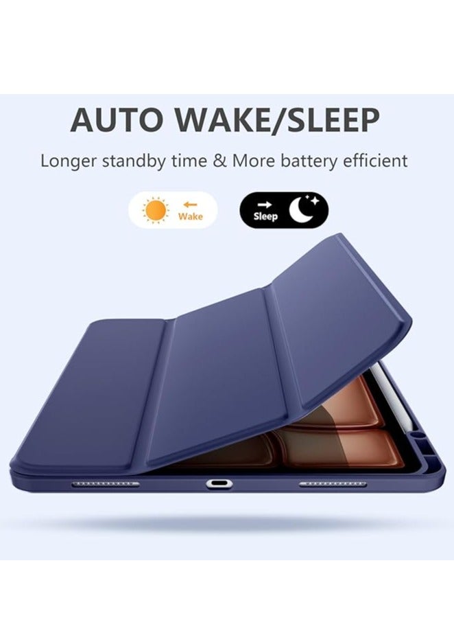 EVO Hybrid Case Compatible With IPad Air 13 Inch (M2) 2024 Case, Smart Slim Folio Stand Auto Sleep/Wake Cover, With Pencil Slot, Clear Transparent Back Shell For IPad Air 13 Inch (Dark Blue) - Image 4