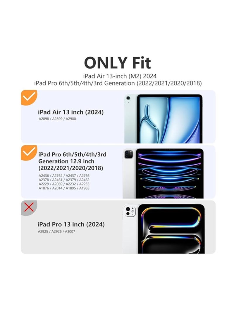 EVO Hybrid Case Compatible With IPad Air 13 Inch (M2) 2024 Case, Smart Slim Folio Stand Auto Sleep/Wake Cover, With Pencil Slot, Clear Transparent Back Shell For IPad Air 13 Inch (Dark Blue) - Image 5