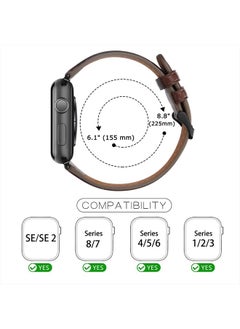 Tasikar Bands Compatible with Apple Watch Band 41mm 40mm 38mm Men Genuine Leather Replacement Band Compatible with Apple Watch Series 8 7 (41mm) SE 6 5 4 (40mm) 3 2 1 (38mm) - Retro Brown  - Image 5