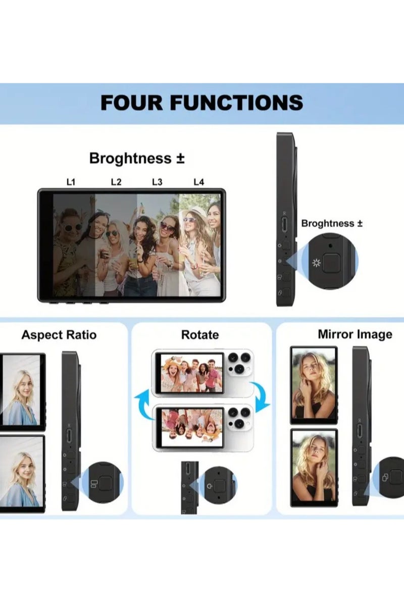 Aura Select Phone Vlog Selfie Screen | Magnetic Selfie Screen |Mirror Selfie Monitor | Rear Camera Monitor Compatible iPhone & Android Phone| Wireless Connection/Bluetooth Remote for TikTok, Instagram, YouTube Low Latency - Image 4