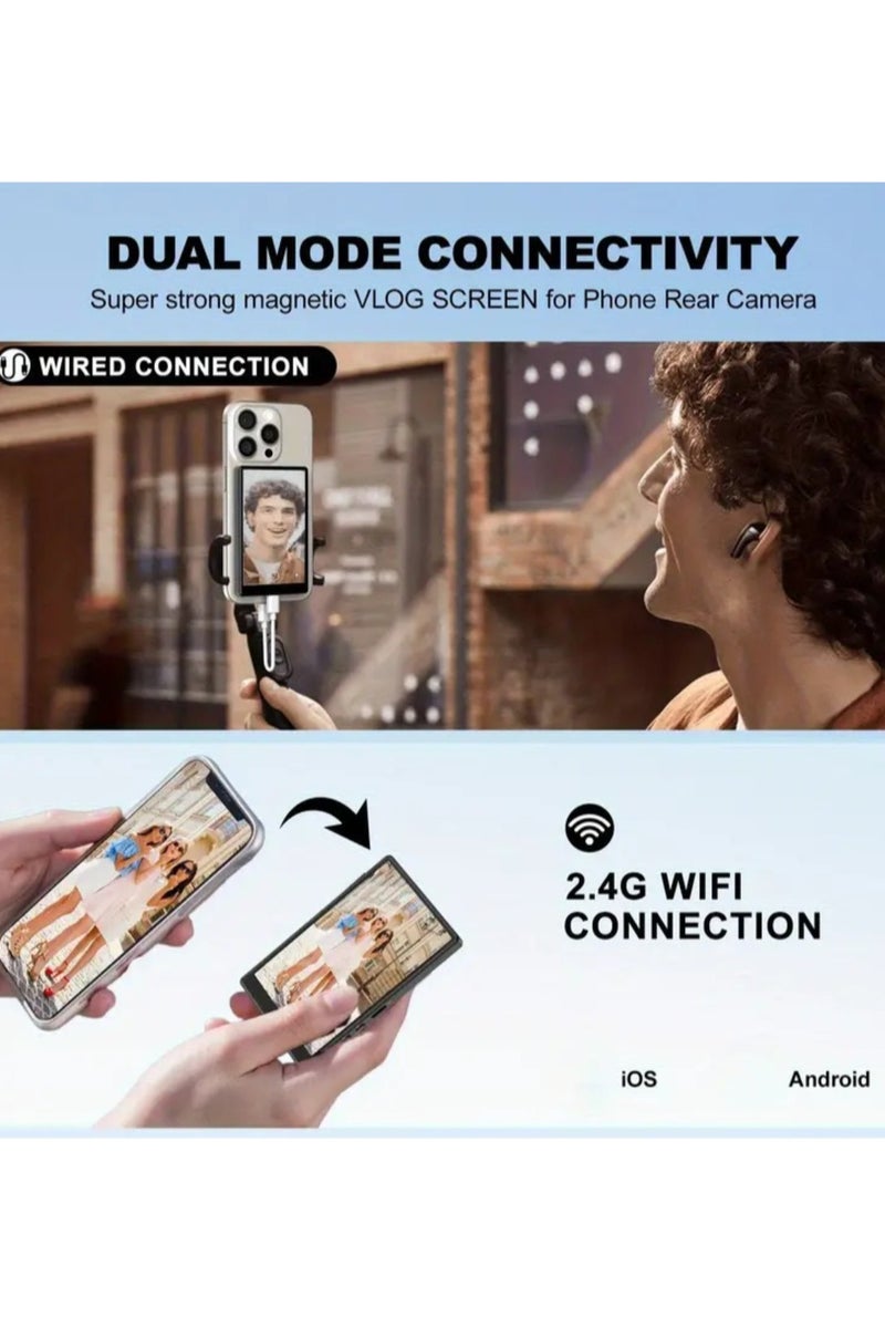 Aura Select Phone Vlog Selfie Screen | Magnetic Selfie Screen |Mirror Selfie Monitor | Rear Camera Monitor Compatible iPhone & Android Phone| Wireless Connection/Bluetooth Remote for TikTok, Instagram, YouTube Low Latency - Image 2
