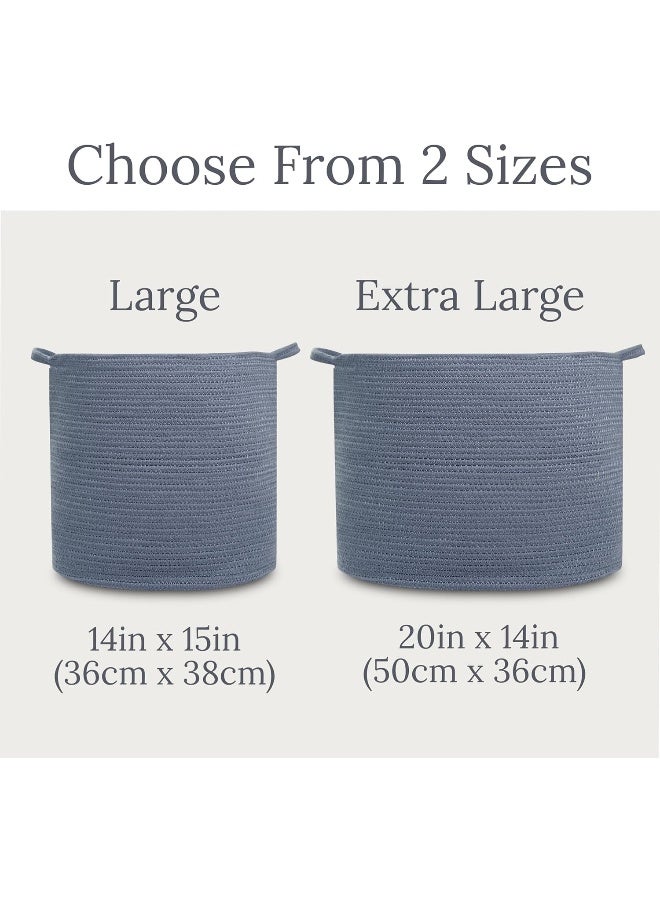 Natemia Cotton Rope Storage Basket- Nursery Bin and Toy Organizer (15â€x15â€x14â€), Laundry Basket, Basket for Towels, Pillows and Blankets - Image 4