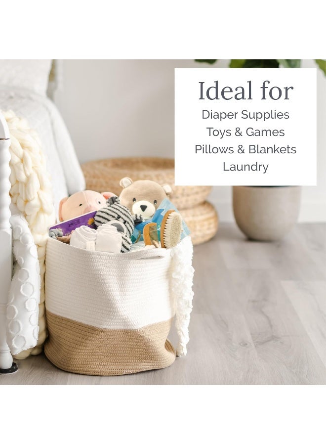 Natemia Cotton Rope Storage Basket- Nursery Bin and Toy Organizer (15â€x15â€x14â€), Laundry Basket, Basket for Towels, Pillows and Blankets - Image 3