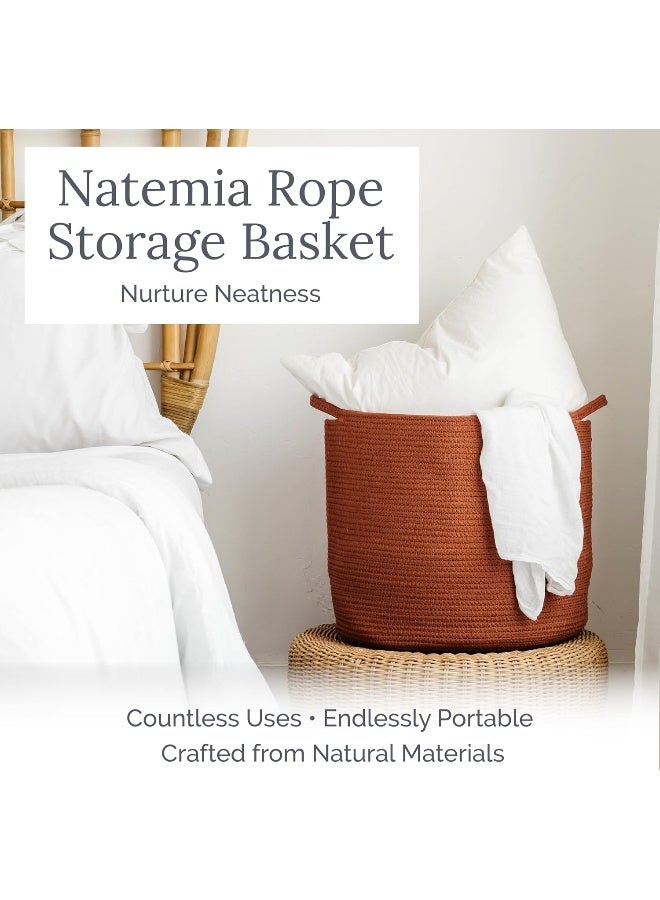 Natemia Cotton Rope Storage Basket- Nursery Bin and Toy Organizer (15â€x15â€x14â€), Laundry Basket, Basket for Towels, Pillows and Blankets - Image 2