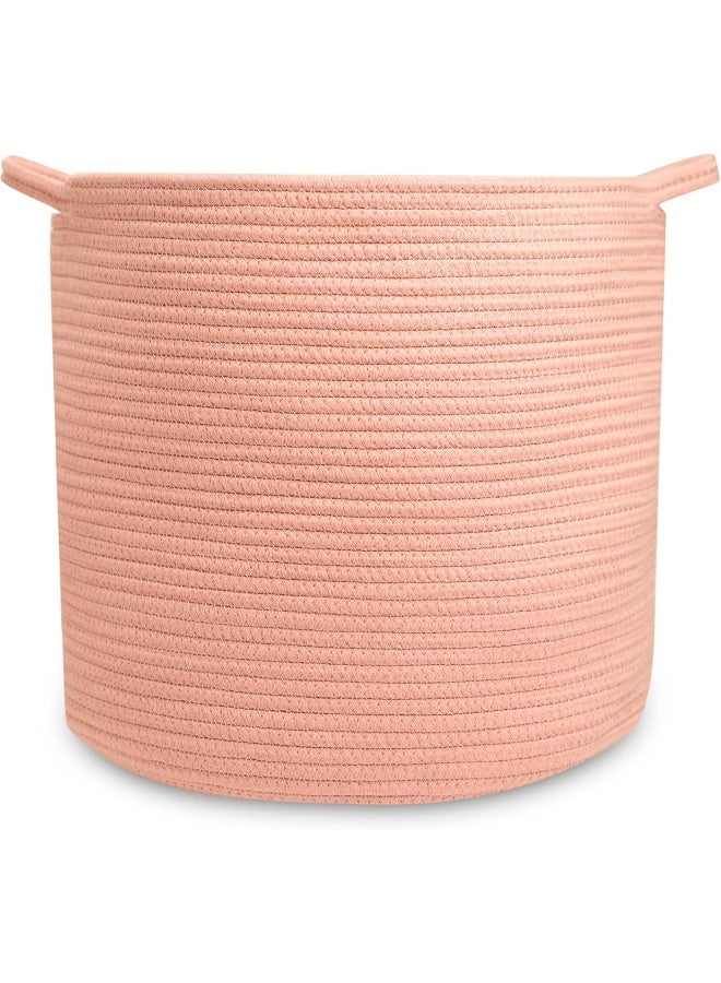 Natemia Cotton Rope Storage Basket- Nursery Bin and Toy Organizer (15â€x15â€x14â€), Laundry Basket, Basket for Towels, Pillows and Blankets - Image 1