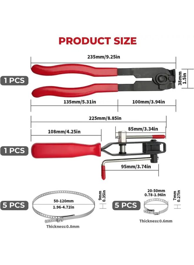 12 Piece CV Joint Axle Clamp Pliers Kit With 10 Stainless Steel Bands Heavy Duty Automotive Repair Tool - Image 2