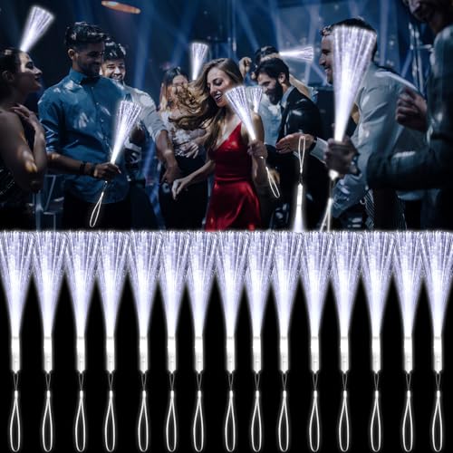 YOFOBU 30 Pack White Fiber Optic Wands Glow Fiber Wands Bulk LED Light Up Wands with 3 Flashing Modes LED Flashing Sticks for July 4th Halloween Christmas Valentines Day Wedding Birthday - Image 1