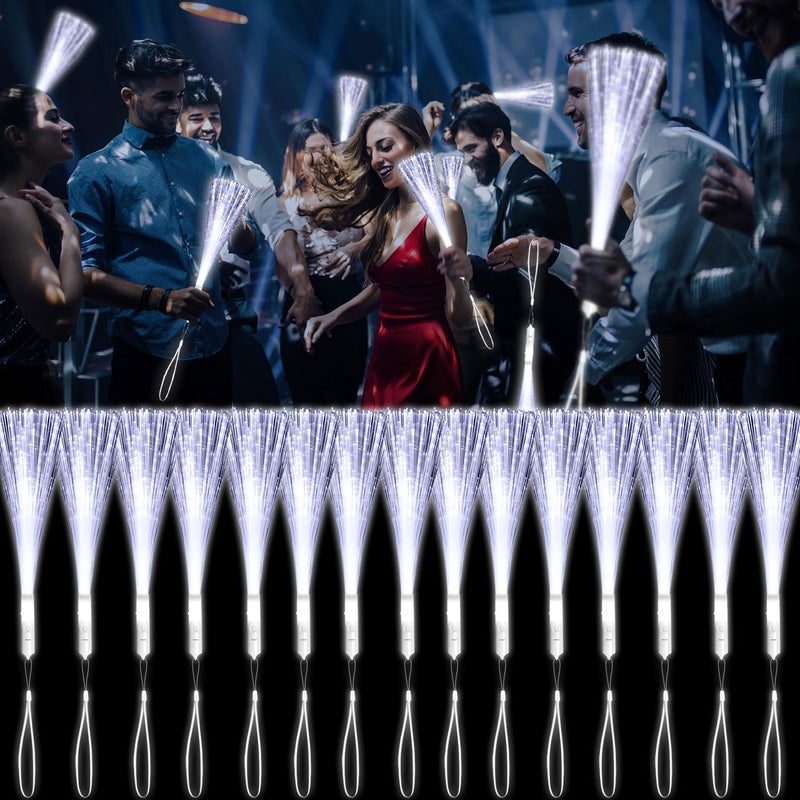 YOFOBU 30 Pack White Fiber Optic Wands Glow Fiber Wands Bulk LED Light Up Wands with 3 Flashing Modes LED Flashing Sticks for July 4th Halloween Christmas Valentines Day Wedding Birthday - Image 3