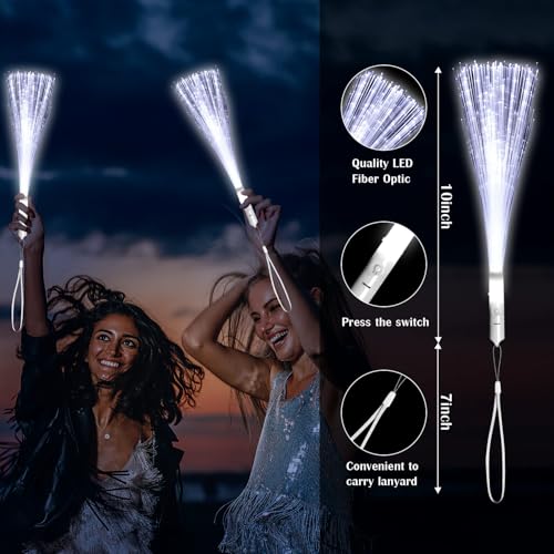 YOFOBU 30 Pack White Fiber Optic Wands Glow Fiber Wands Bulk LED Light Up Wands with 3 Flashing Modes LED Flashing Sticks for July 4th Halloween Christmas Valentines Day Wedding Birthday - Image 5