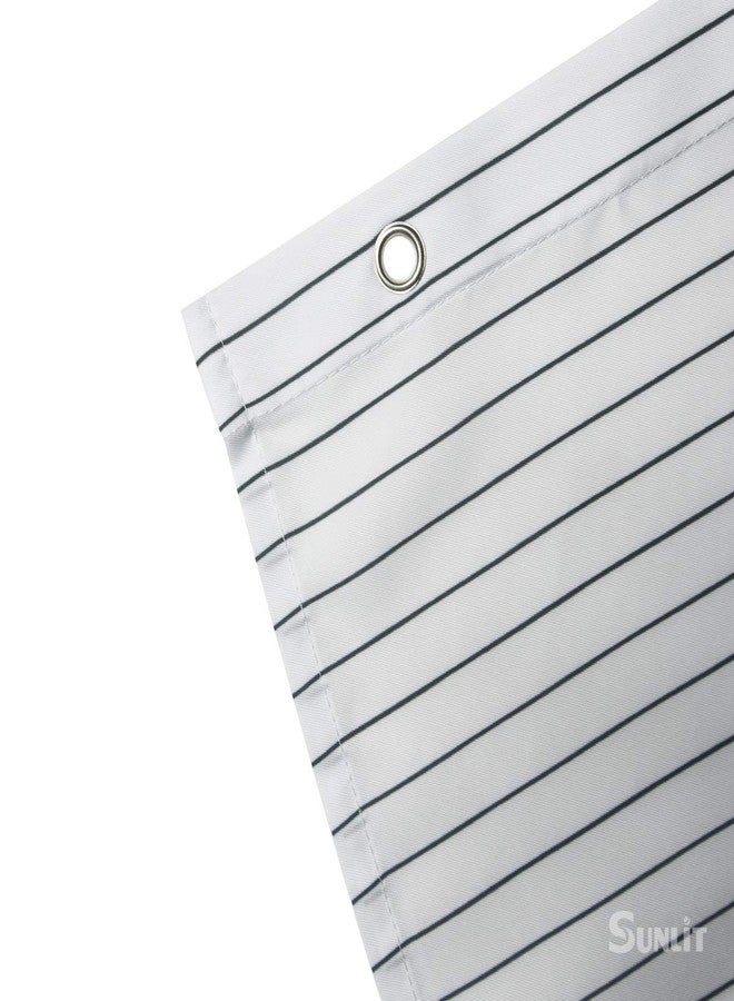 Sunlit ستارة دش قماشية لطيفة باللون الأسود مع كلب كرتوني فضولي مزينة بخطوط سوداء وبيضاء لمحبي الكلاب الأطفال، خالية من PVC لتزيين الحمام. - Image 3