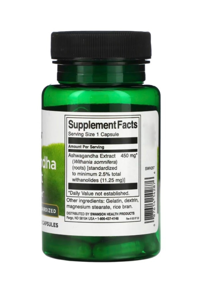 سوانسون مستخلص الأشواغاندا القياسي 450 مجم 60 كبسولة - Image 2