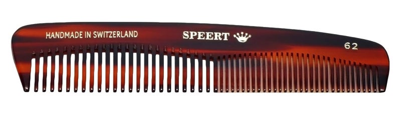 Speert #62 Handmade Wide Narrow Tooth Comb Tortoise Havana Acetate Thick Coarse Curly Thin Fine Straight Hair Detangling Parting Grooming Teasing Hair Styling Hairdresser Barber Hairdressing Wet Dry