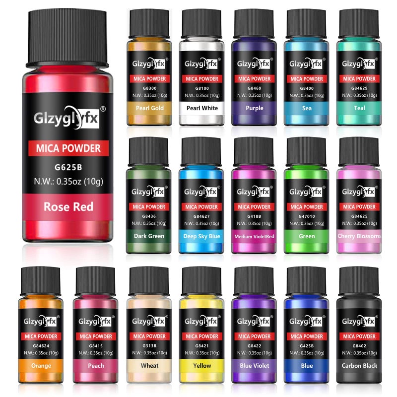 Glzyglyfx Epoxy Resin Dye  Mica PowderNatural Pigment PowderSoap DyeHand Soap Making Supplies Slime PigmentBath Bomb Colorant Freshies Supplies  DIY Slime  Adhesive Pigments