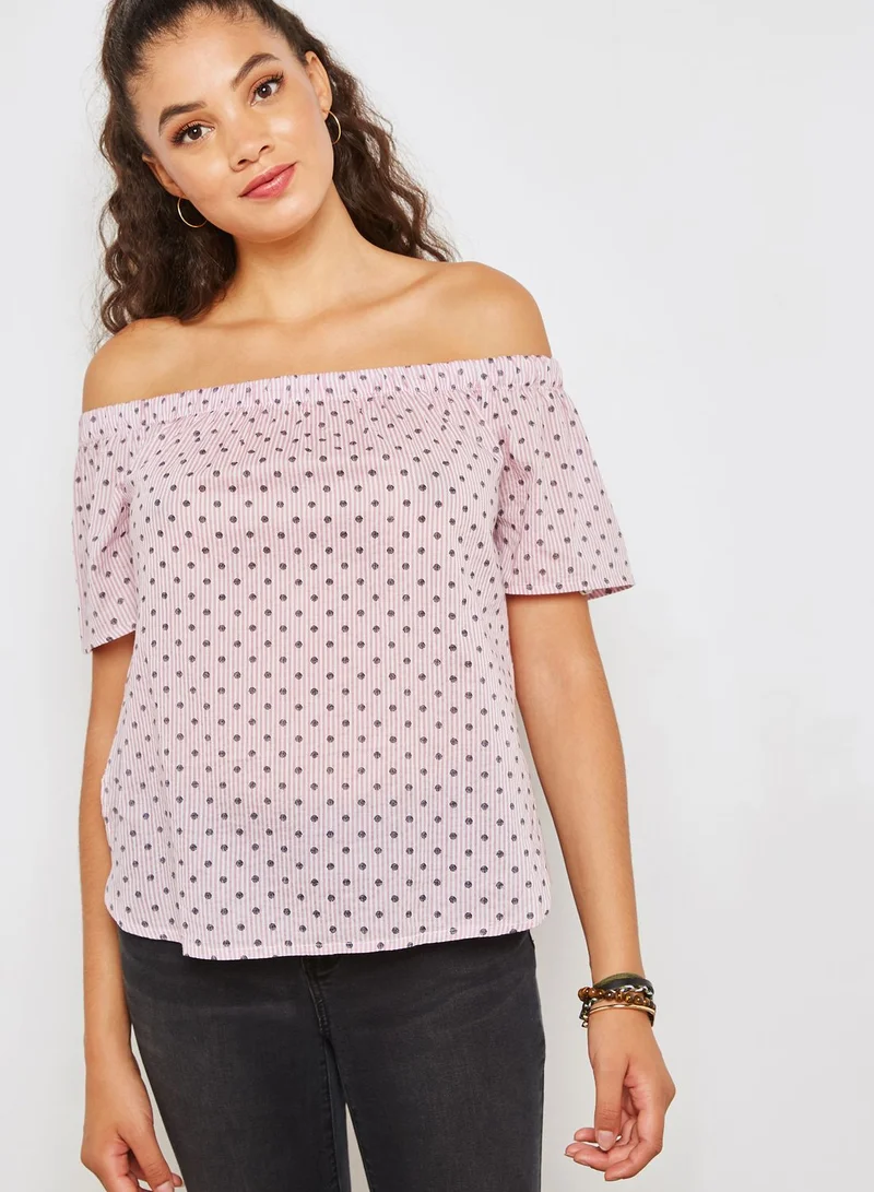 VERO MODA Printed Bardot Top