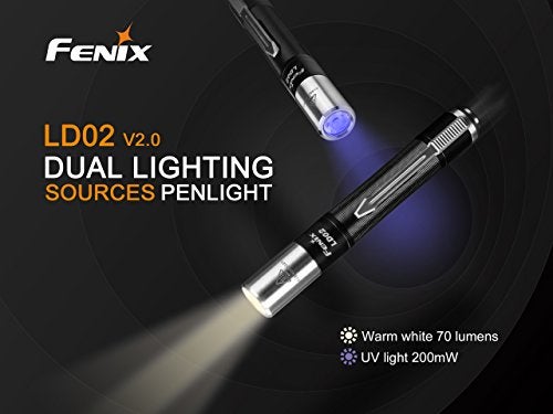 EdisonBright Fenix LD02 V2.0 70 lumen neutral white/UV pen-type LED flashlight bundle with AAA EdisonBright battery - Image 2