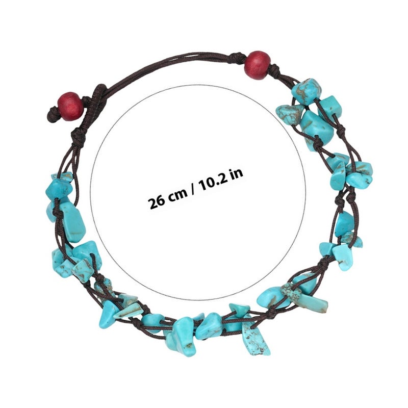 Fashion Stone Anklet Beautiful Gravel Ankle Chain Woven Rope Ankle Jewelry Foot Hanging Chain Pendant - Image 2