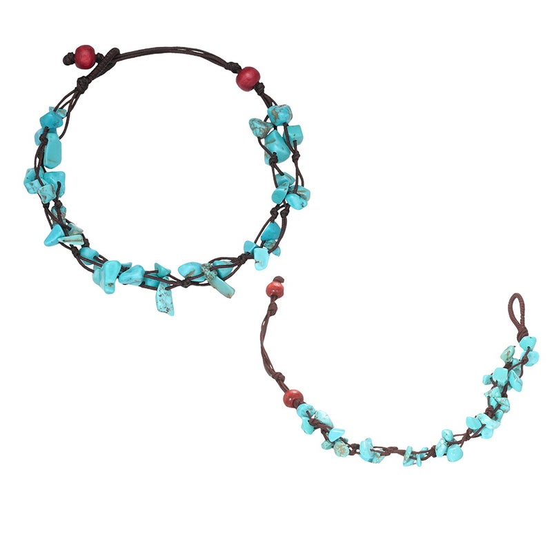 Fashion Stone Anklet Beautiful Gravel Ankle Chain Woven Rope Ankle Jewelry Foot Hanging Chain Pendant - Image 1