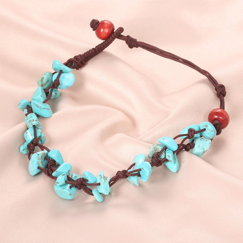 Fashion Stone Anklet Beautiful Gravel Ankle Chain Woven Rope Ankle Jewelry Foot Hanging Chain Pendant - Image 5