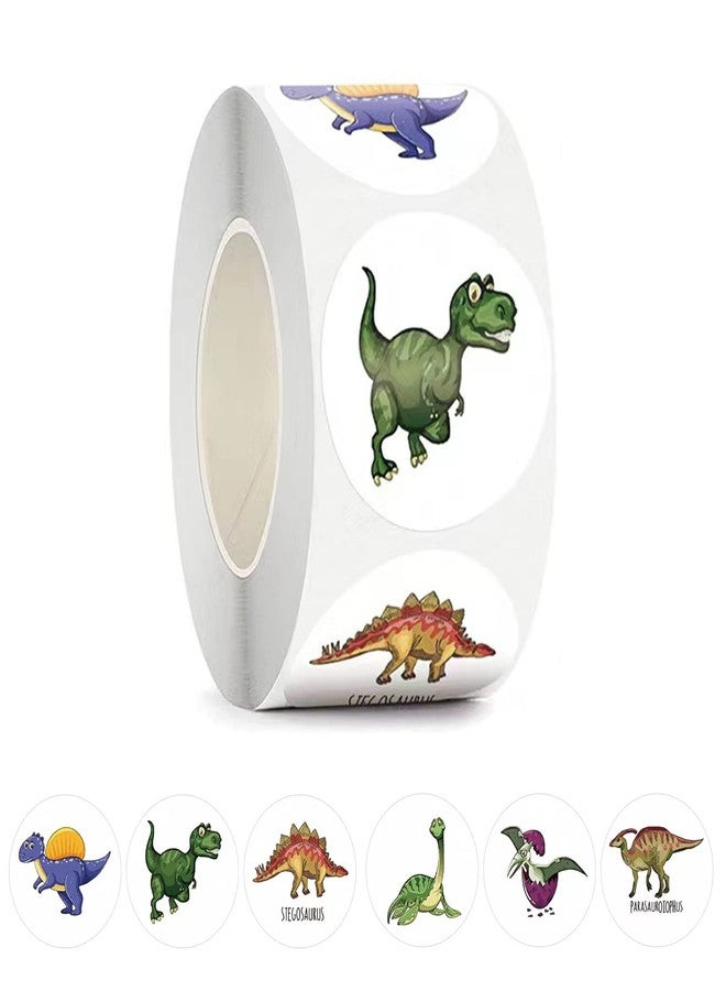 HinchJone 500Pcs Dinosaur Stickers for Kids Boy Teacher Round Animal Children Reward Roll Sticker School Supplies Incentive Potty Training Stickers for School Classroom Home - Image 1