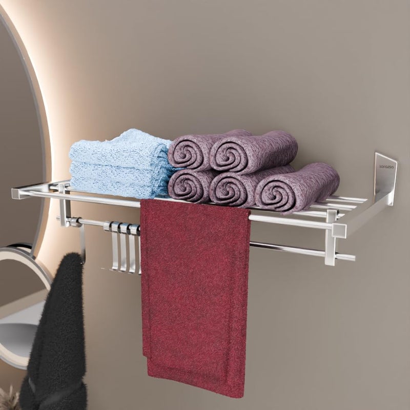 Lorazzo Towel Rack Kone Collection Stainless Steel 304 Bathroom Accessories Towel Holder Towel Rod for Bathroom Towel Rod Chrome Finish Sleek Design Towel Hanger for Bathroom - Image 1