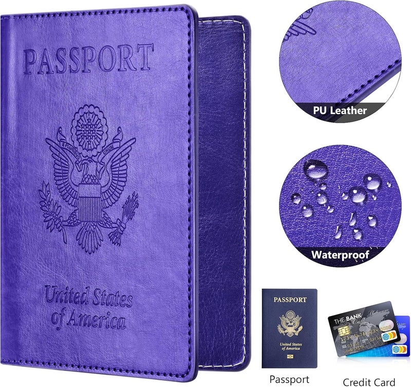 Eoehro Passport and Vaccine Card Holder Combo, Passport Holder with Vaccine Card Slot, Passport Wallet, Passport Cover, Passport Case, Passport Holder for Women and Men(AKA-Bright purple) - Image 4