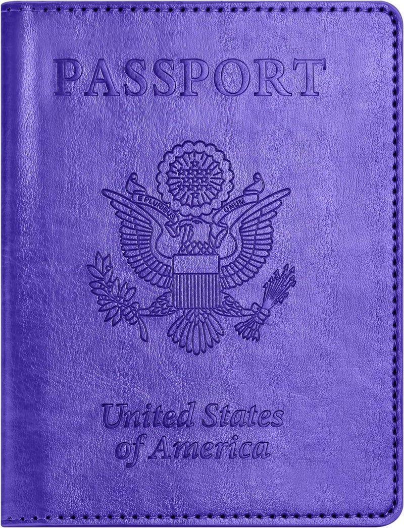 Eoehro Passport and Vaccine Card Holder Combo, Passport Holder with Vaccine Card Slot, Passport Wallet, Passport Cover, Passport Case, Passport Holder for Women and Men(AKA-Bright purple) - Image 1