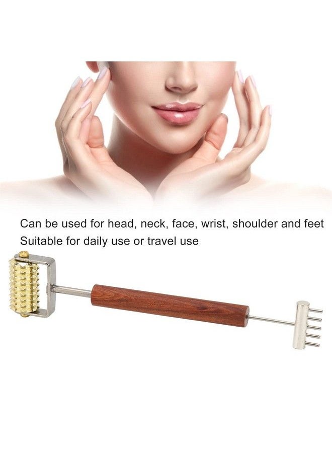 Agatige Face Massage Rollercopper Wooden Handle Skin Roller Double Head Facial Skin Care Tool For Promote Blood Circulation  - Image 5