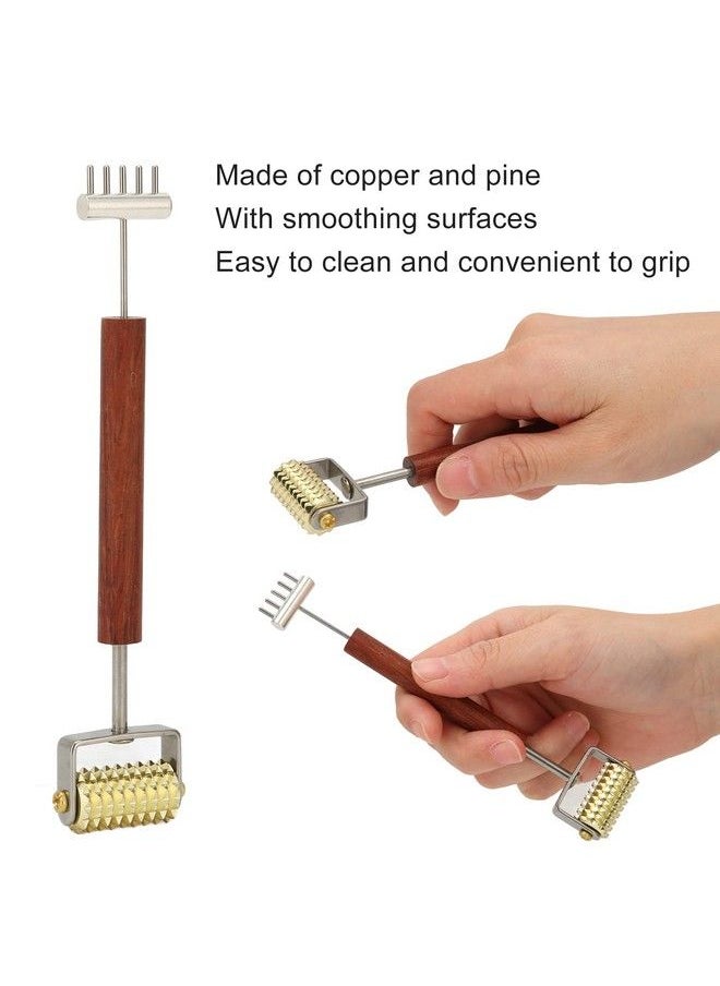 Agatige Face Massage Rollercopper Wooden Handle Skin Roller Double Head Facial Skin Care Tool For Promote Blood Circulation  - Image 4