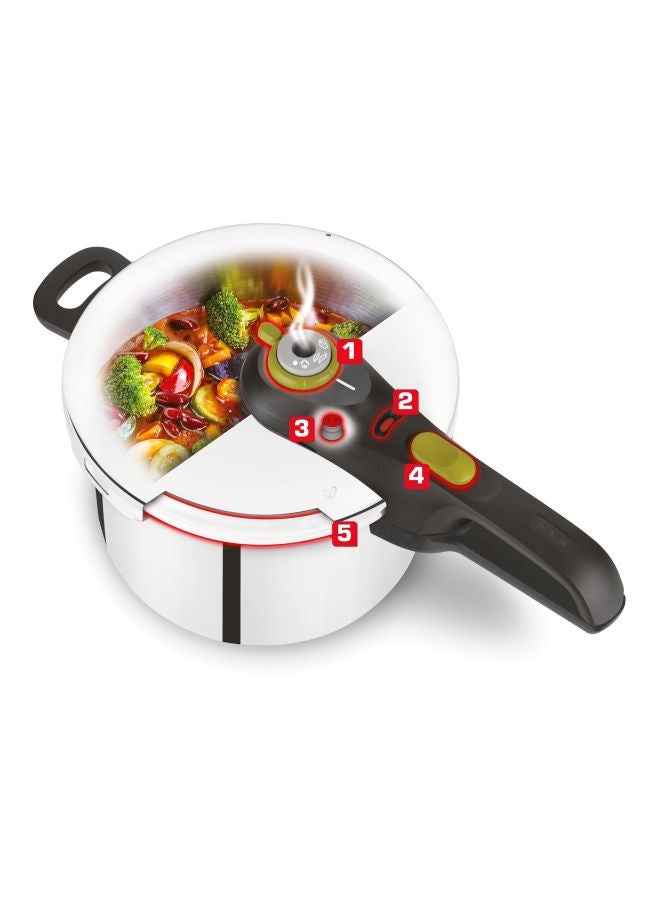 تيفال 6 لتر ستانلس ستيل سيكور 5 نيو طباخ للضغط، فضي - P2530742 أسود/ فضي - Image 3