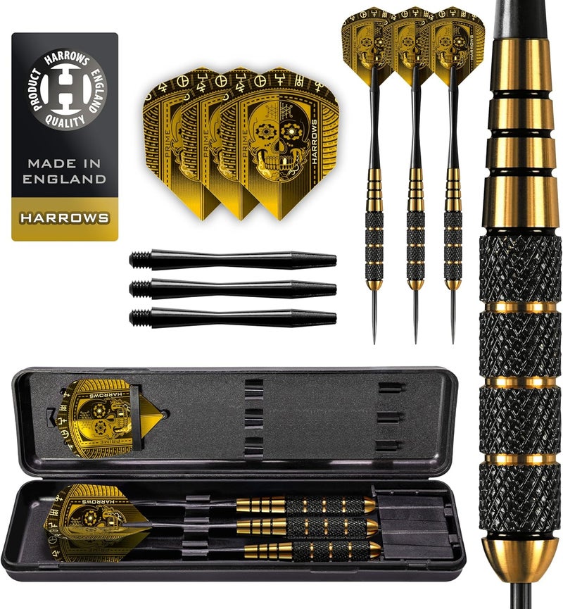 Harrows Voodoo Steeltip Brass Dart Set with Unique Black Knurled Barrels - Image 1