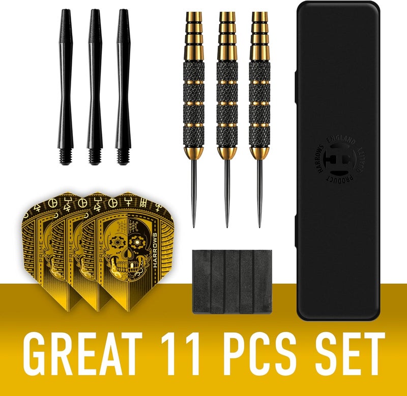 Harrows Voodoo Steeltip Brass Dart Set with Unique Black Knurled Barrels - Image 2