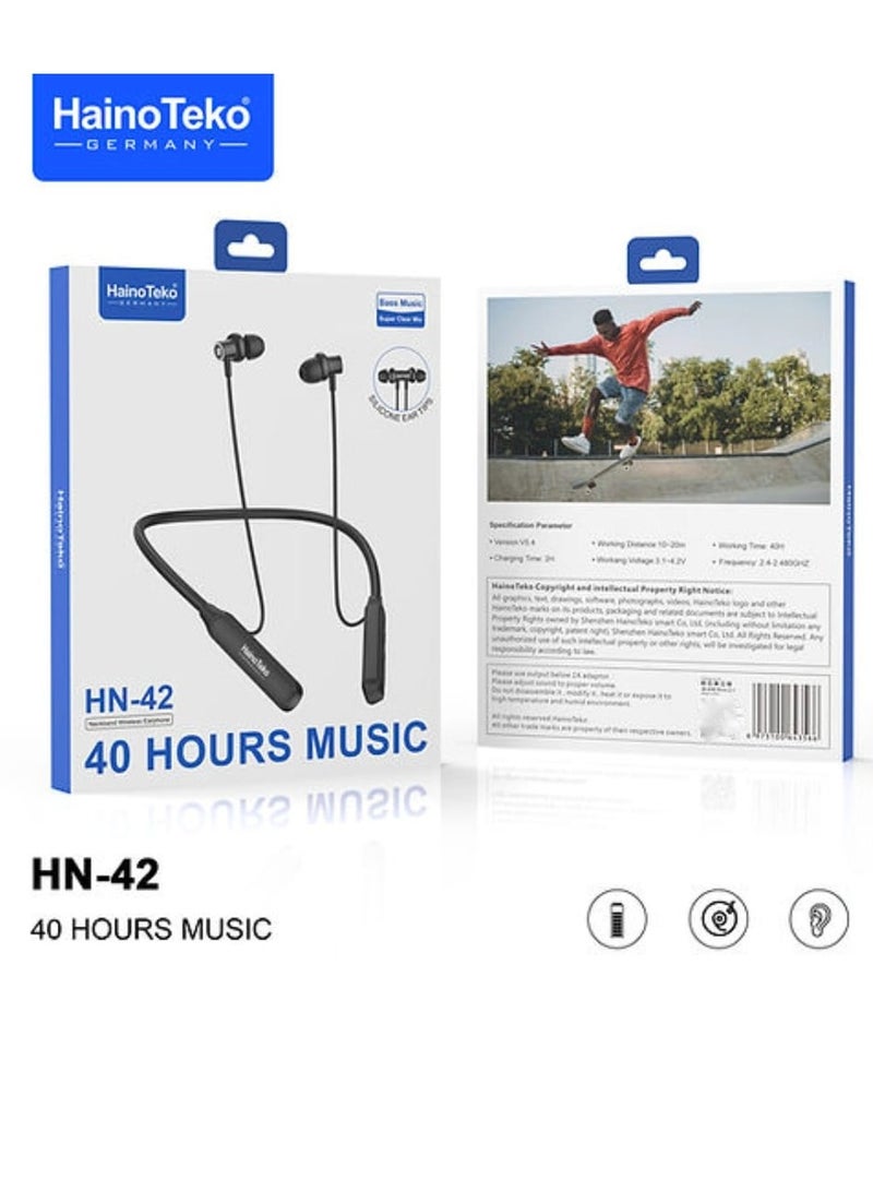 Haino Teko HN-42 Wireless Bluetooth Neckband Earphone and 40 Hours Music - Image 2