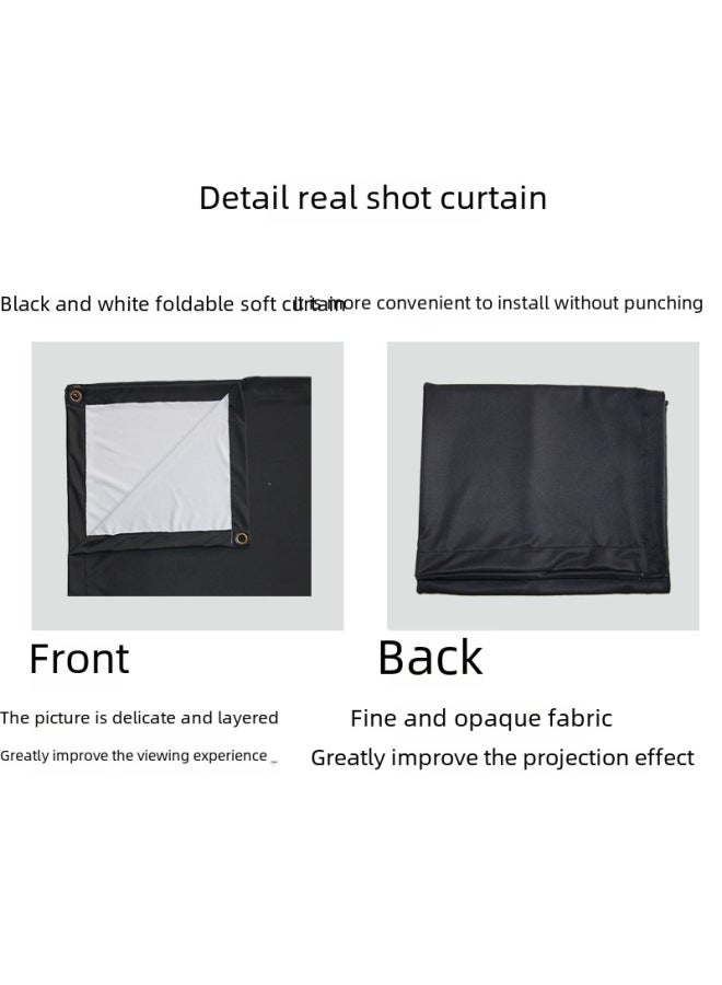 Neutral Polyester Simple Folding Soft Curtain 100 Inch 120 Inch Outdoor Portable Hd Projector Screen With Hook - Image 4