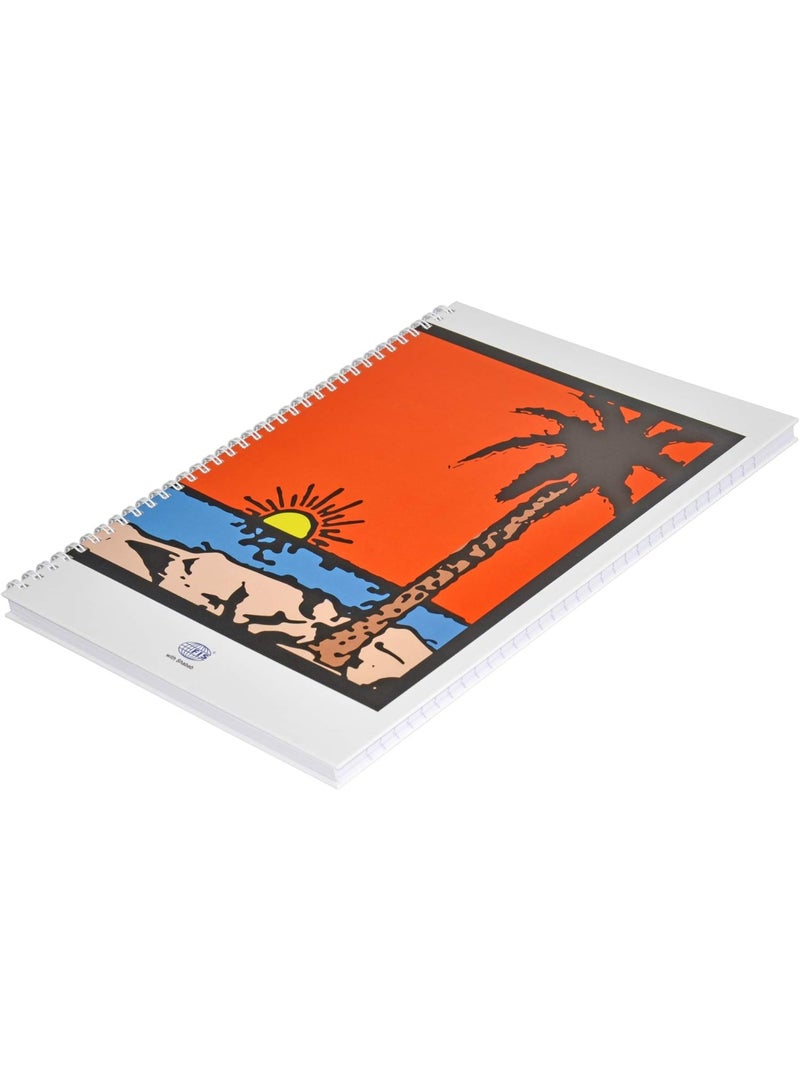 FIS Spiral Hard Cover Notebook, A4 Size (29.7x21cm), Single Line Ruling, 100 Sheets, Pack of 5 Pieces - FSNBSA41901 - Image 3